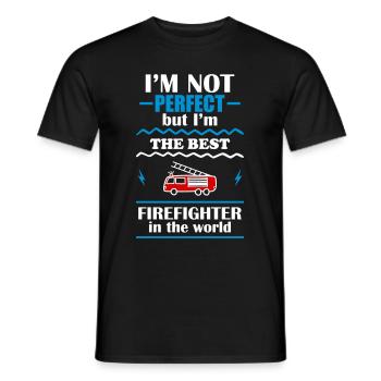 Nicht perfekt, aber bester Feuerwehrmann der Welt - Männer T-Shirt - Schwarz - Vorne - AI Model Male 178 light (178cm)