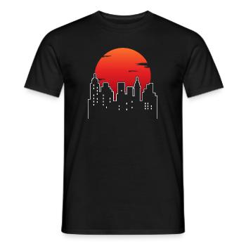 Skyline Mainsadt Vie nocturne Lune Coucher de soleil - T-shirt homme - noir - Devant - AI Model Male 178 light (178cm)