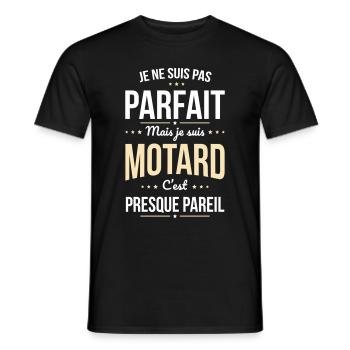 Je ne suis pas parfait mais je suis motard - T-shirt homme - noir - Devant - AI Model Male 178 light (178cm)