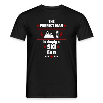 The perfect man is simply a ski fan - Men's T-Shirt - black - Front - AI Model Male 178 light (178cm)
