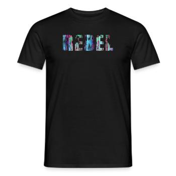rebel,schrift,bunt,malerei,graffiti,blau - Männer T-Shirt - Schwarz - Vorne - AI Model Male 178 light (178cm)
