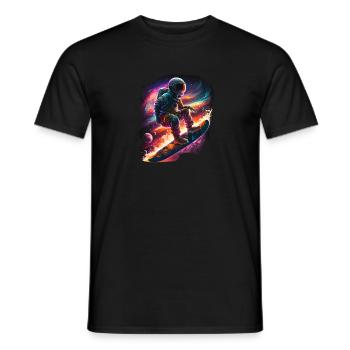 Astronaut surfs in space - Men's T-Shirt - black - Front - AI Model Male 178 light (178cm)