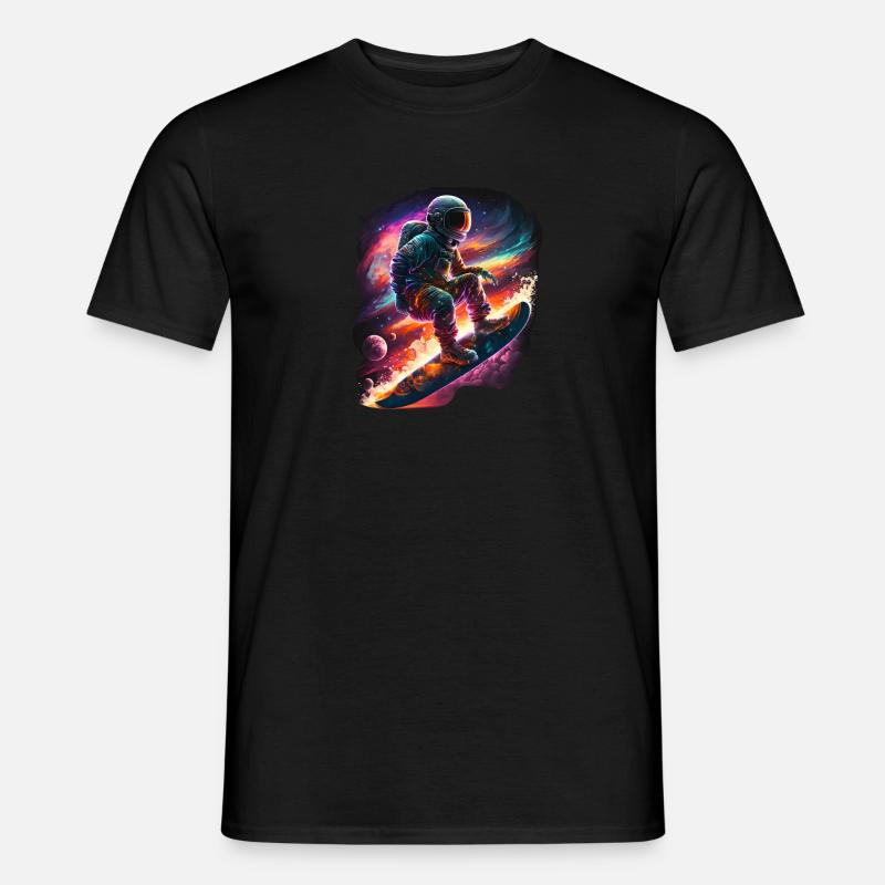 Un astronaute surfe dans l’espace - T-shirt homme - noir