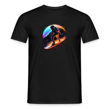 Astronaut surfs in space - Men's T-Shirt - black - Front - AI Model Male 178 light (178cm)