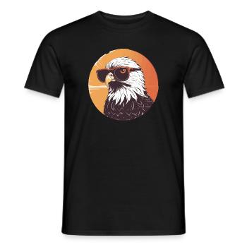 Eagle with sunglasses, falcon - Men's T-Shirt - black - Front - AI Model Male 178 light (178cm)