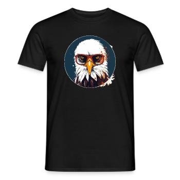 Eagle with sunglasses, falcon, bird - Men's T-Shirt - black - Front - AI Model Male 178 light (178cm)