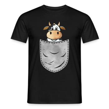 Kuh in der Tasche Tier Brusttasche Kuh Rind - Männer T-Shirt - Schwarz - Vorne - AI Model Male 178 light (178cm)