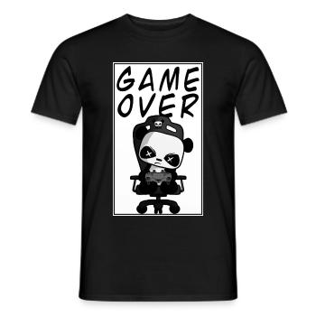 Game Over Funny Cute Gaming Panda Nerd Gambling - Men's T-Shirt - black - Front - AI Model Male 178 light (178cm)