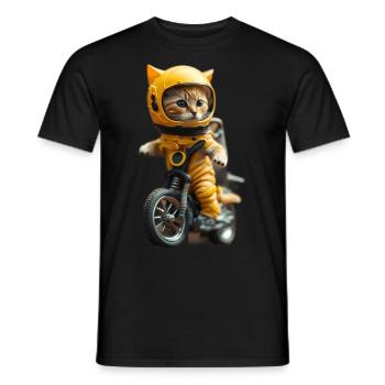 Cat Astronaut Pet Gift - Men's T-Shirt - black - Front - AI Model Male 178 light (178cm)