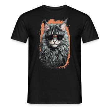 Maine-Coon-Katze Coolness in Katzen Form - Männer T-Shirt - Schwarz - Vorne - AI Model Male 178 light (178cm)