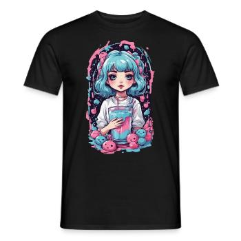 Anime Girl Kawaii gothique Milkshake Pastel Design - T-shirt homme - noir - Devant - AI Model Male 178 light (178cm)