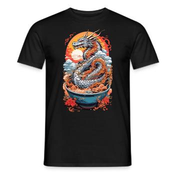 Ramen Drachen Ukiyo-e Otaku Manga Design - Männer T-Shirt - Schwarz - Vorne - AI Model Male 178 light (178cm)