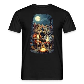 Loup-garou enfants Halloween feu de camp dessin animé - T-shirt homme - noir - Devant - AI Model Male 178 light (178cm)