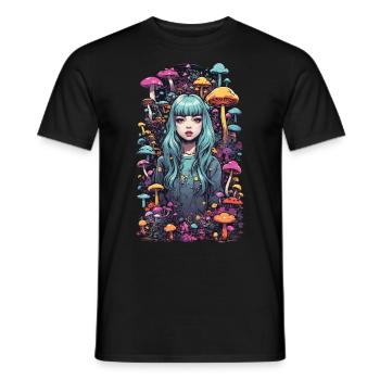 Psychedelic Mushrooms E-Girl Festival Style - Men's T-Shirt - black - Front - AI Model Male 178 light (178cm)