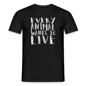 Tous les animaux veulent vivre - T-shirt homme - noir - Devant - AI Model Male 178 light (178cm)