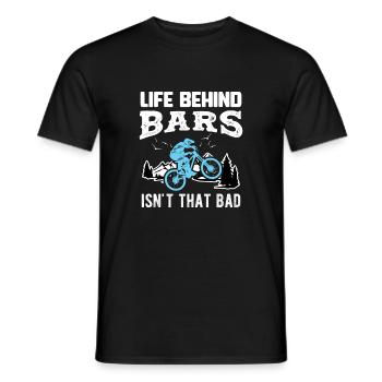 Bike LIFE BEHIND BARS ISN'T THAT BAD Gift - Men's T-Shirt - black - Front - AI Model Male 178 light (178cm)