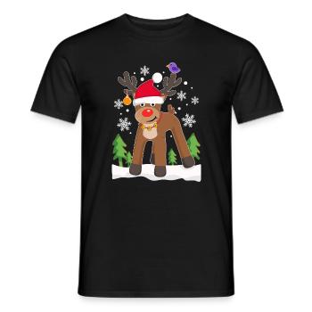 Rentier Elch Weihnachtsrentier Schnee Lustig - Männer T-Shirt - Schwarz - Vorne - AI Model Male 178 light (178cm)