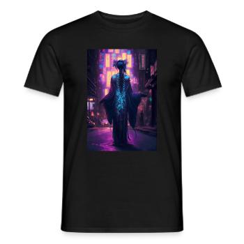 eisha standing in street minimal - Männer T-Shirt - Schwarz - Vorne - AI Model Male 178 light (178cm)