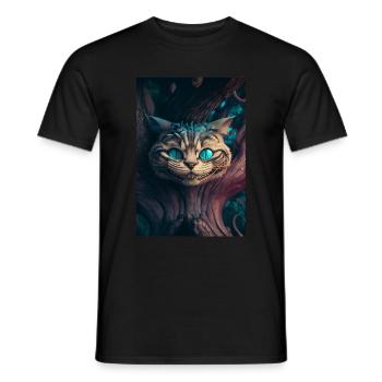 chat cheshire d’Alice au pays des merveilles surréaliste - T-shirt homme - noir - Devant - AI Model Male 178 light (178cm)