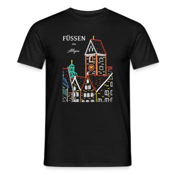 Füssen im Allgäu, Bavaria - Men's T-Shirt - black - Front - AI Model Male 178 light (178cm)
