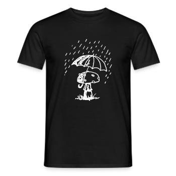 Mushroom in the rain - Men's T-Shirt - black - Front - AI Model Male 178 light (178cm)
