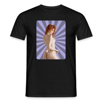 Sexy T-Shirt Rothaarige Mädchen Frau Pinup Comic Pop - Männer T-Shirt - Schwarz - Vorne - AI Model Male 178 light (178cm)
