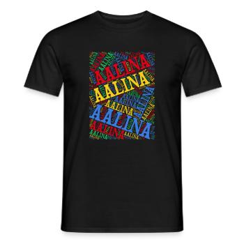 t-shirt Aalina t-shirt word cloud idée cadeau - T-shirt homme - noir - Devant - AI Model Male 178 light (178cm)