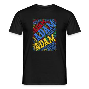 Adam t-shirt nuage de mots t-shirt idée cadeau - T-shirt homme - noir - Devant - AI Model Male 178 light (178cm)
