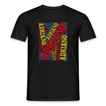 Adriano t-shirt word cloud t-shirt idée cadeau - T-shirt homme - noir - Devant - AI Model Male 178 light (178cm)