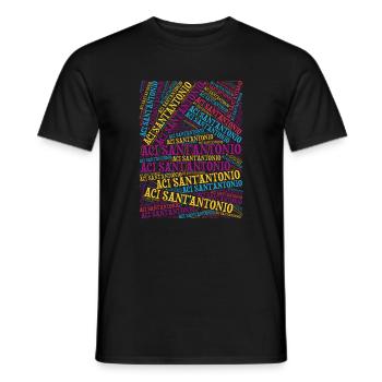 t-shirt Sicilia Aci Sant’Antonio nuage de mots - T-shirt homme - noir - Devant - AI Model Male 178 light (178cm)