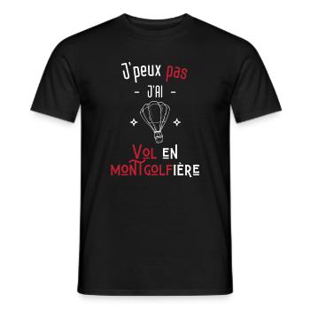 j'peux pas j'ai vol en montgolfière - T-shirt homme - noir - Devant - AI Model Male 178 light (178cm)