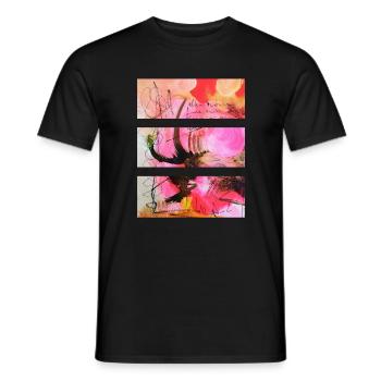 Art abstrait dans les tons roses et noirs - T-shirt homme - noir - Devant - AI Model Male 178 light (178cm)
