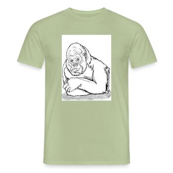 Nachdenklicher Gorilla - Männer T-Shirt - Sage - Vorne - AI Model Male 178 light (178cm)