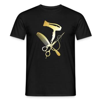 coiffeur, coiffeuse, salon de coiffure - T-shirt homme - noir - Devant - AI Model Male 178 light (178cm)