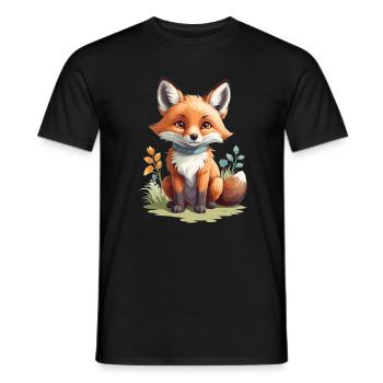 Mignon petit renard - T-shirt homme - noir - Devant - AI Model Male 178 light (178cm)