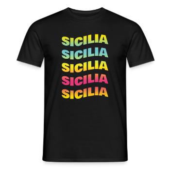 t-shirt Sicilia onda t-shirt gift idea - Men's T-Shirt - black - Front - AI Model Male 178 light (178cm)