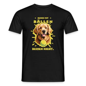 Hunde mit Bällen beißen nicht ! - Männer T-Shirt - Schwarz - Vorne - AI Model Male 178 light (178cm)
