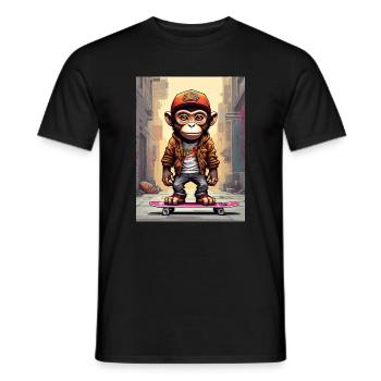 Skate-Monkey im Großstadt-Style - Männer T-Shirt - Schwarz - Vorne - AI Model Male 178 light (178cm)