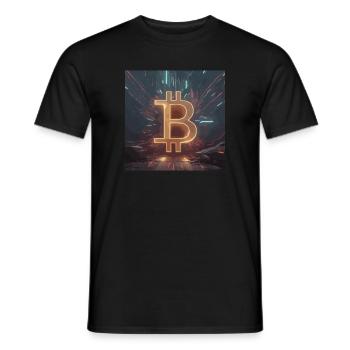 Futuristische Bitcoin-Energie - Männer T-Shirt - Schwarz - Vorne - AI Model Male 178 light (178cm)