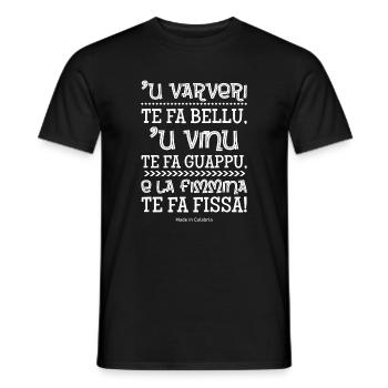 T-Shirt Kalabrien Kalabrisches Sprichwort 'u varveri - Männer T-Shirt - Schwarz - Vorne - AI Model Male 178 light (178cm)