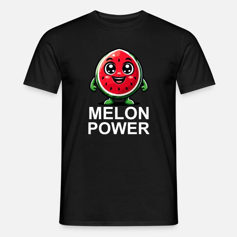 Fröhliche Wassermelone Illustration - Männer T-Shirt - Schwarz