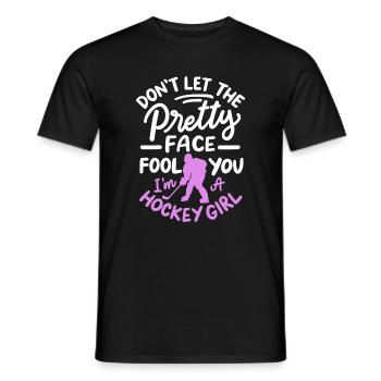 Hockey Mädchen Eishockeyspielerin - Männer T-Shirt - Schwarz - Vorne - AI Model Male 178 light (178cm)