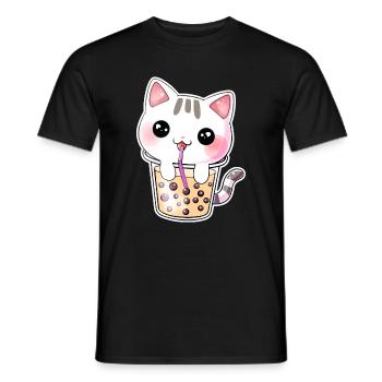 Kawaii Bubble Tea Katze - Männer T-Shirt - Schwarz - Vorne - AI Model Male 178 light (178cm)