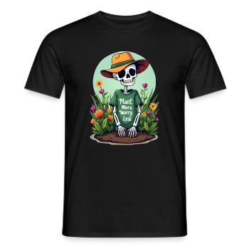 PLANTEZ PLUS, SOUCIEZ-VOUS MOINS - T-shirt homme - noir - Devant - AI Model Male 178 light (178cm)