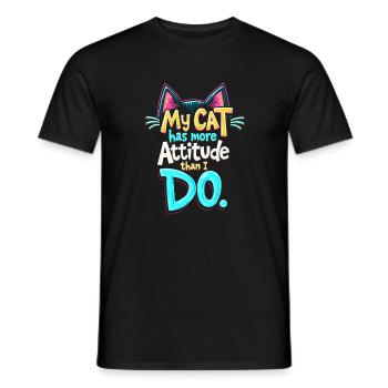 MEINE KATZE HAT MEHR EINSTELLUNG ALS ICH - Männer T-Shirt - Schwarz - Vorne - AI Model Male 178 light (178cm)