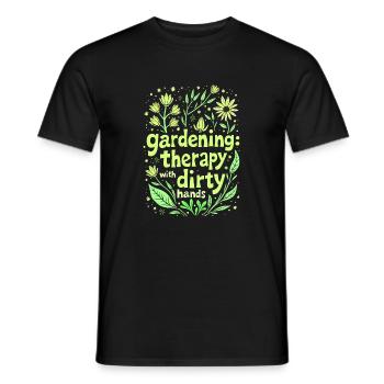 JARDINAGE : THÉRAPIE AVEC LES MAINS SALES - T-shirt homme - noir - Devant - AI Model Male 178 light (178cm)