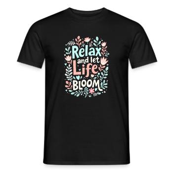 DÉTENDEZ-VOUS ET LAISSEZ LA VIE S’ÉPANOUIR - T-shirt homme - noir - Devant - AI Model Male 178 light (178cm)