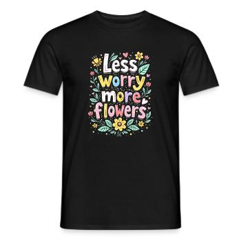WENIGER SORGEN, MEHR BLUMEN - Männer T-Shirt - Schwarz - Vorne - AI Model Male 178 light (178cm)