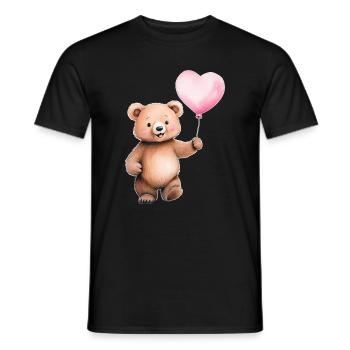 Heart Balloon Teddy - Men's T-Shirt - black - Front - AI Model Male 178 light (178cm)