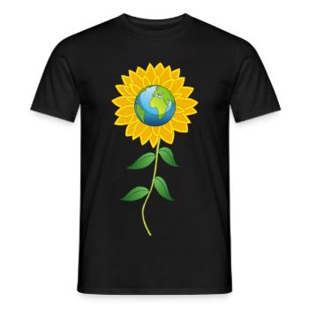 Planet Erde und Sonnenblume - Männer T-Shirt - Schwarz - Vorne - AI Model Male 178 light (178cm)